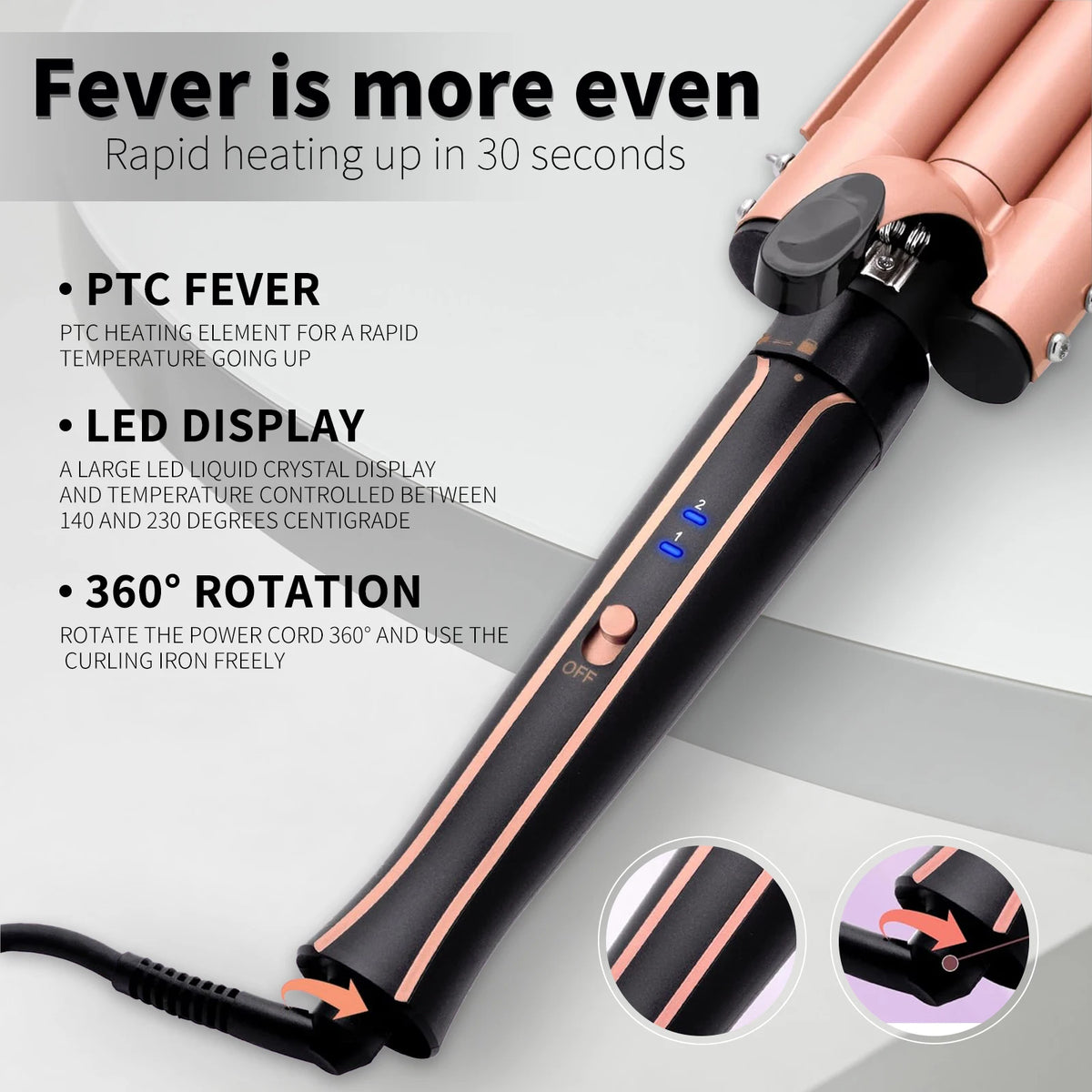 Customizable Electric Curling Iron Hair Tools Professional Roller Curls Wand Fast Heating Up  Curling Iron for All Hair Types