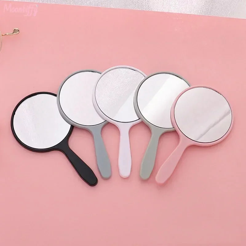 Handheld Mirror Round With Handle Hand Mirror Hair Salon Compact Mirrors Cosmetic Mirrors For Women