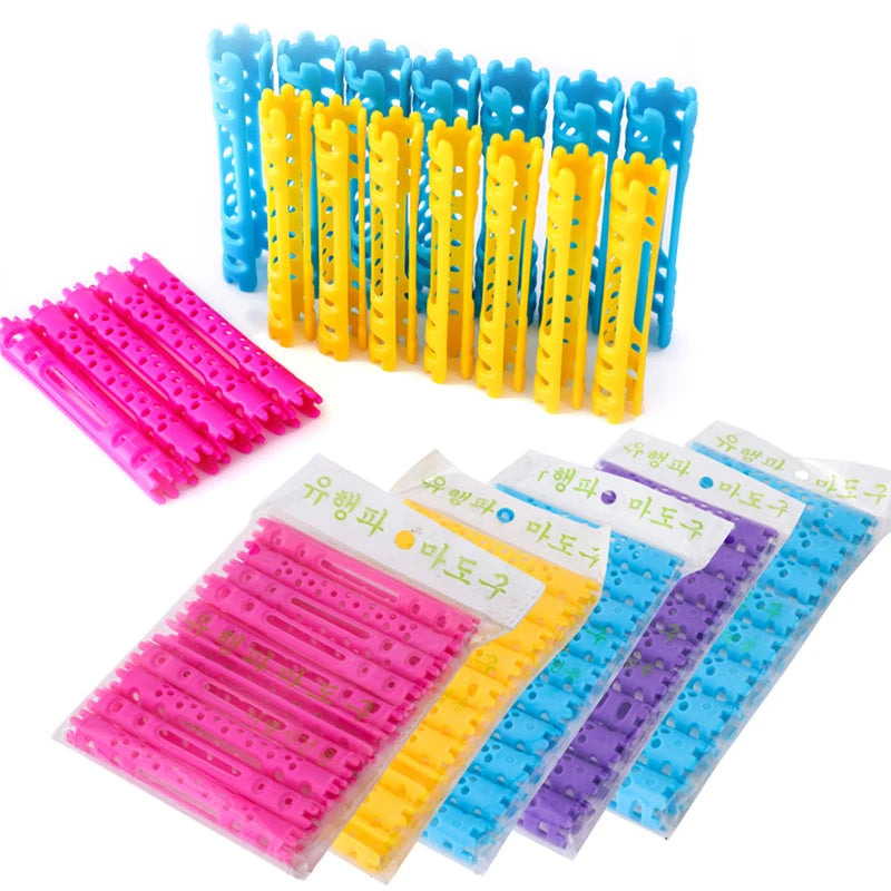 30pcs/set Hollow Cold Perm Rods with Rubberbands Heatless Classic Hair Curler Bars Light Weight Multiholes Root Perm 1904