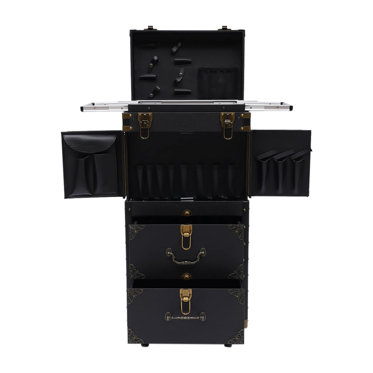 Rolling Train Case Hairdressing Trolley Stylist Beauty Salon Cosmetic Luggage Travel Organizer Tool Box