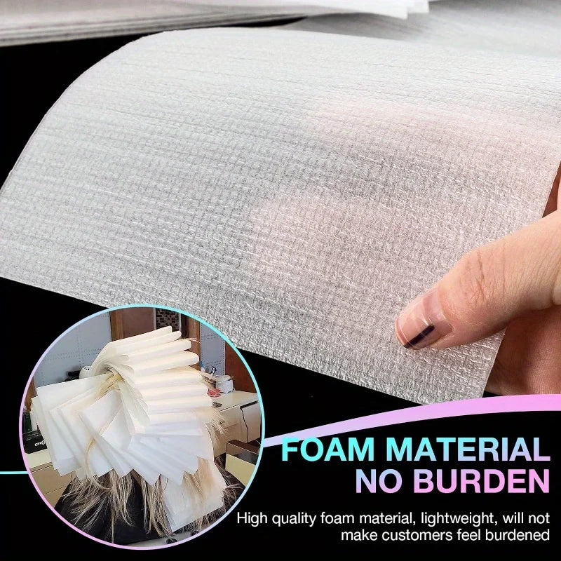 50PCS Reusable Foam Hair Wraps Hair Dye Paper Large Size Henna Repellent Hair Tint Paper Salon Professional Hair Coloring Strips