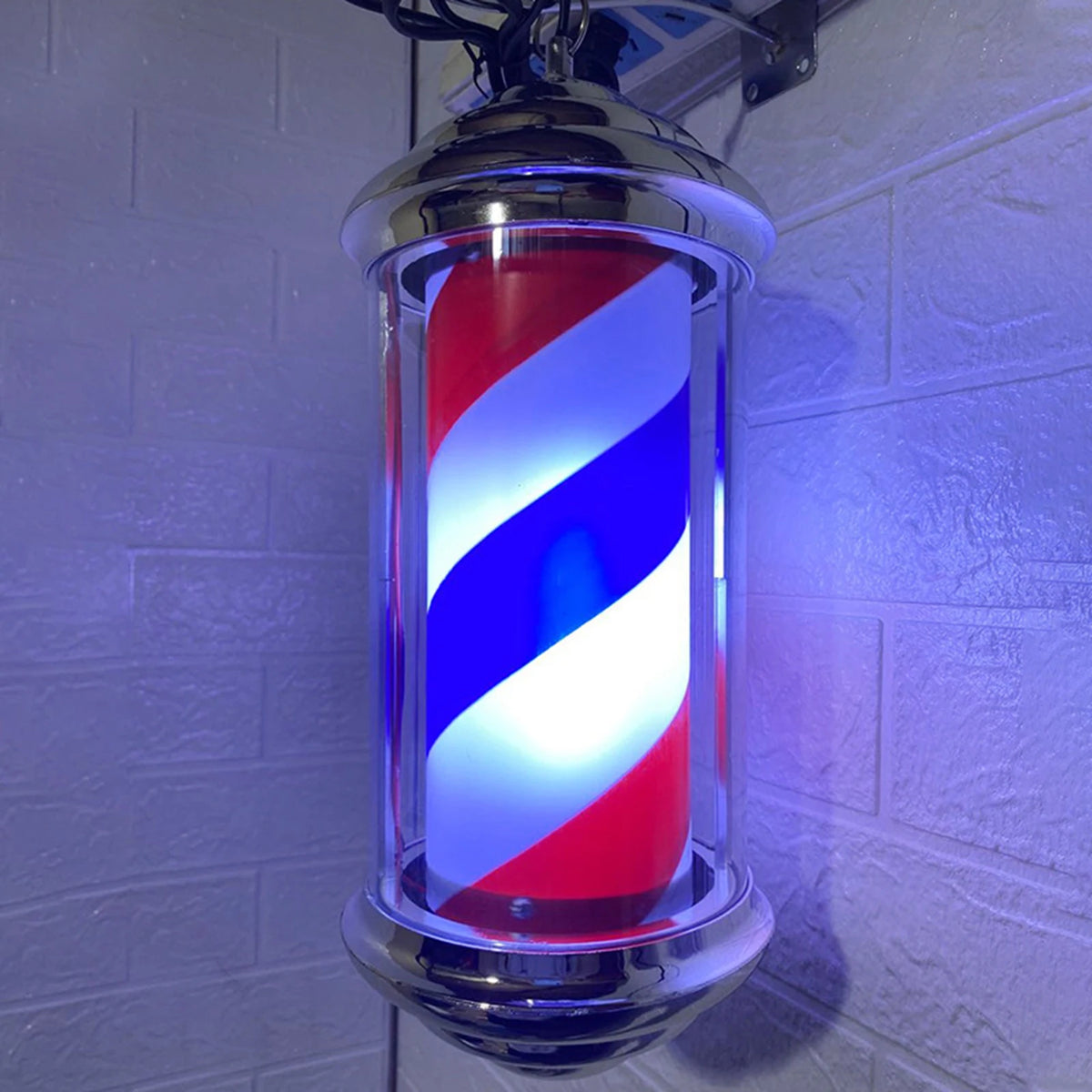 Barber Shop Sign Open Lighting Hair Salon Save Energy Rainproof Light Wall Mounted Rotating Pole LED Light For Outdoor Barber