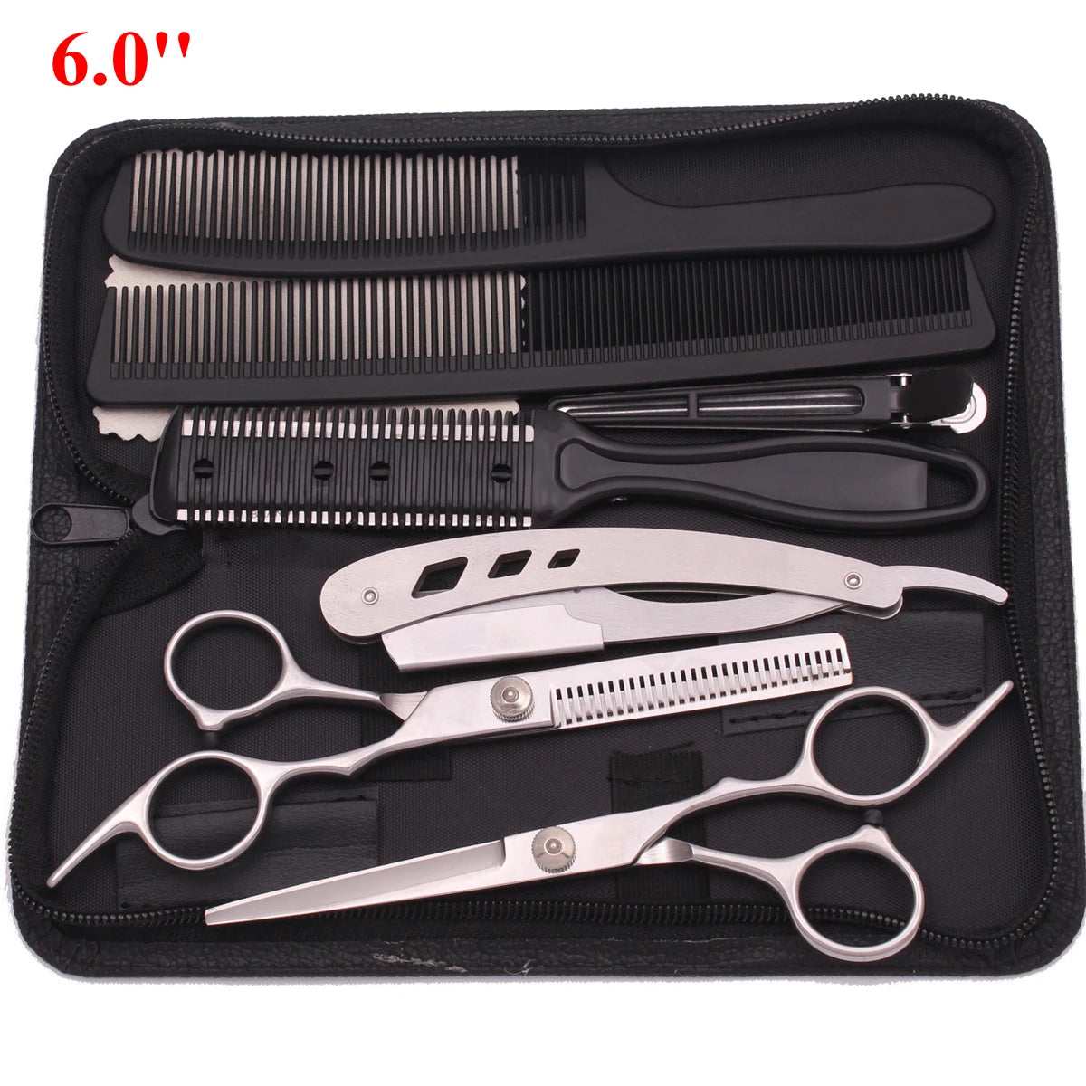 6'' Professional Hair Scissors Thinning Cutting Shears Hairdressing Comb Razor Set Salon Barber & Home Japan Steel
