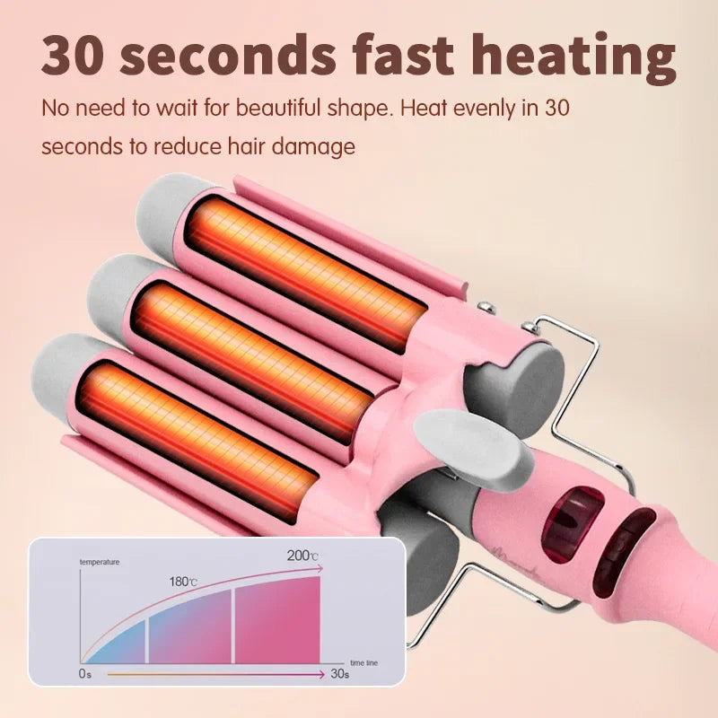 YAWEEN Lcd Curling Iron Professional Ceramic Hair Curler 3 Barrel Hair Curler Irons Hair Wave Fashion Styling Tools