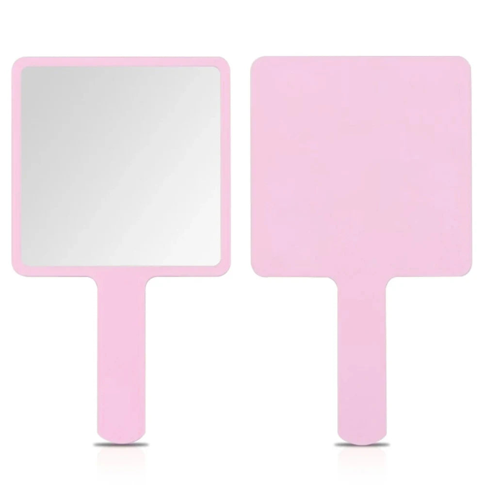 1Pcs Plastic Handle Handheld Makeup Vanity Mirror Portable Square Eyelash Extension Mirror Women Cosmetic Beauty Salon Supplies