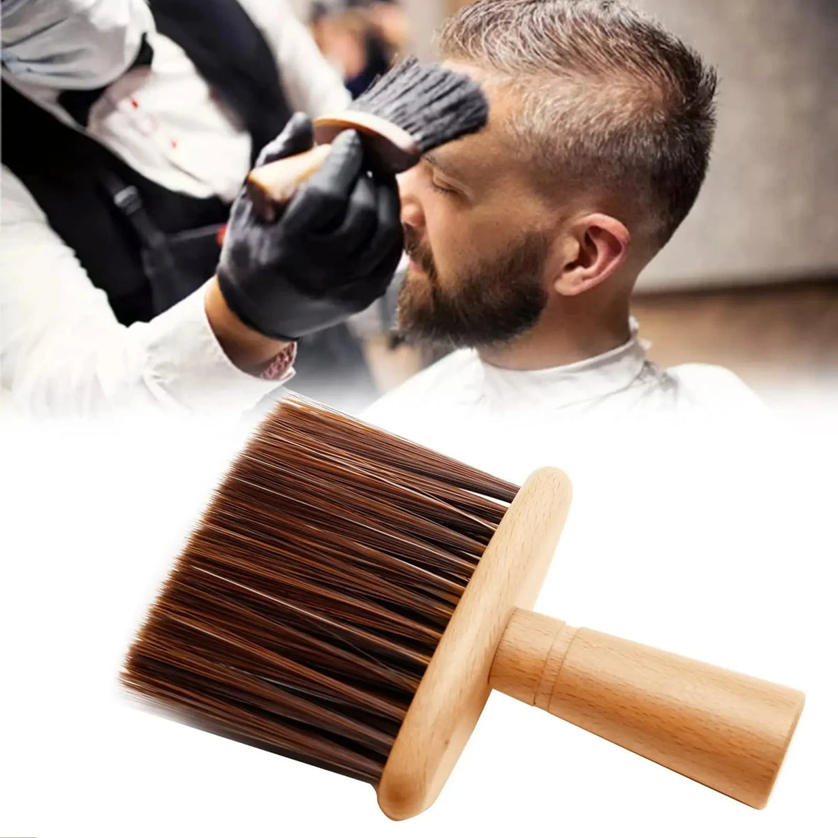 Barber Neck Duster Brush Professional Broken Soft Hair Brushes Haircut Ear Face Cleaning Wooden Handle Hairdressing Styling Tool