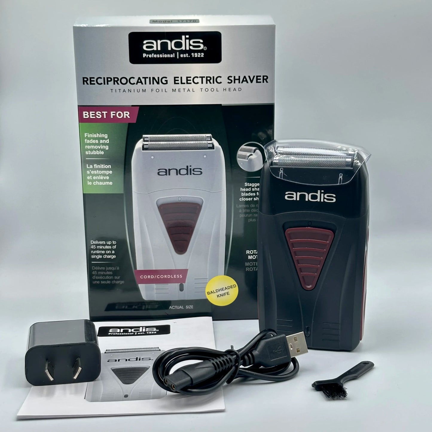 Original Andis 17170 Foil Lithium Titanium Shaver Smooth Shaving Cordless Shaver With Charger  For Men Razor Bald Hair Clipper
