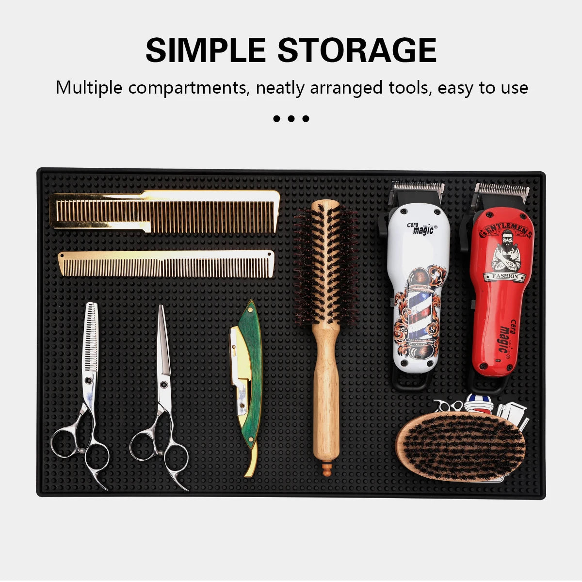 Barber Non-slip Station Mat Cushion Pad Hairdress Tool Clippers Scissors Comb Trimmers Brushes Storage Organizer Salon
