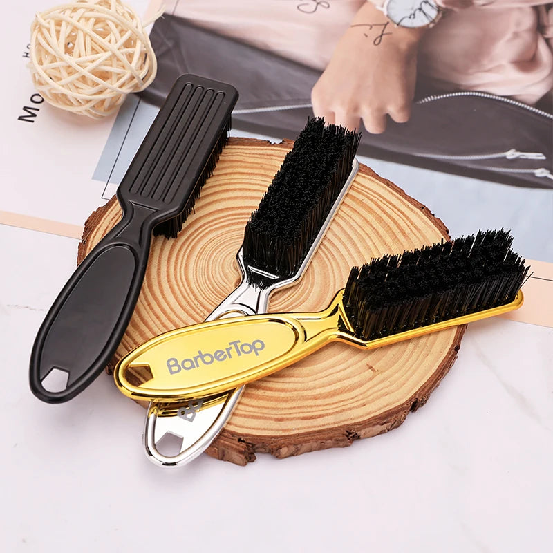 Barbertop Electroplate Clean Shaver Brush Professional Barber Hairdressing Hairbrush Barbershop Styling Tools Cleaning Supplies