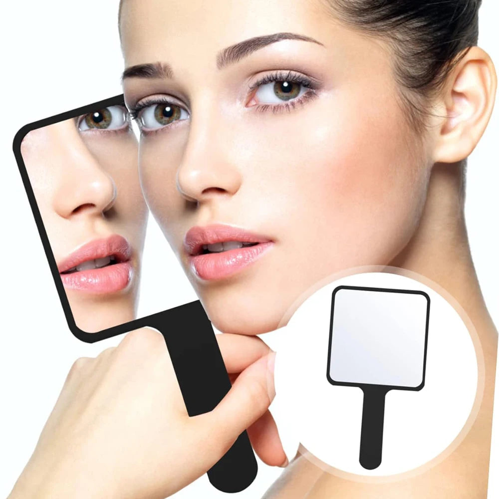 1Pcs Plastic Handle Handheld Makeup Vanity Mirror Portable Square Eyelash Extension Mirror Women Cosmetic Beauty Salon Supplies