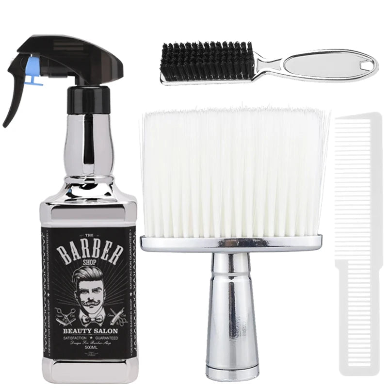 Professional Hairdressing Styling Tools Set Gold Barber Spary bottle 6 Inch Haircut Men Manual Shaver Salon Hair Cleaning Brush