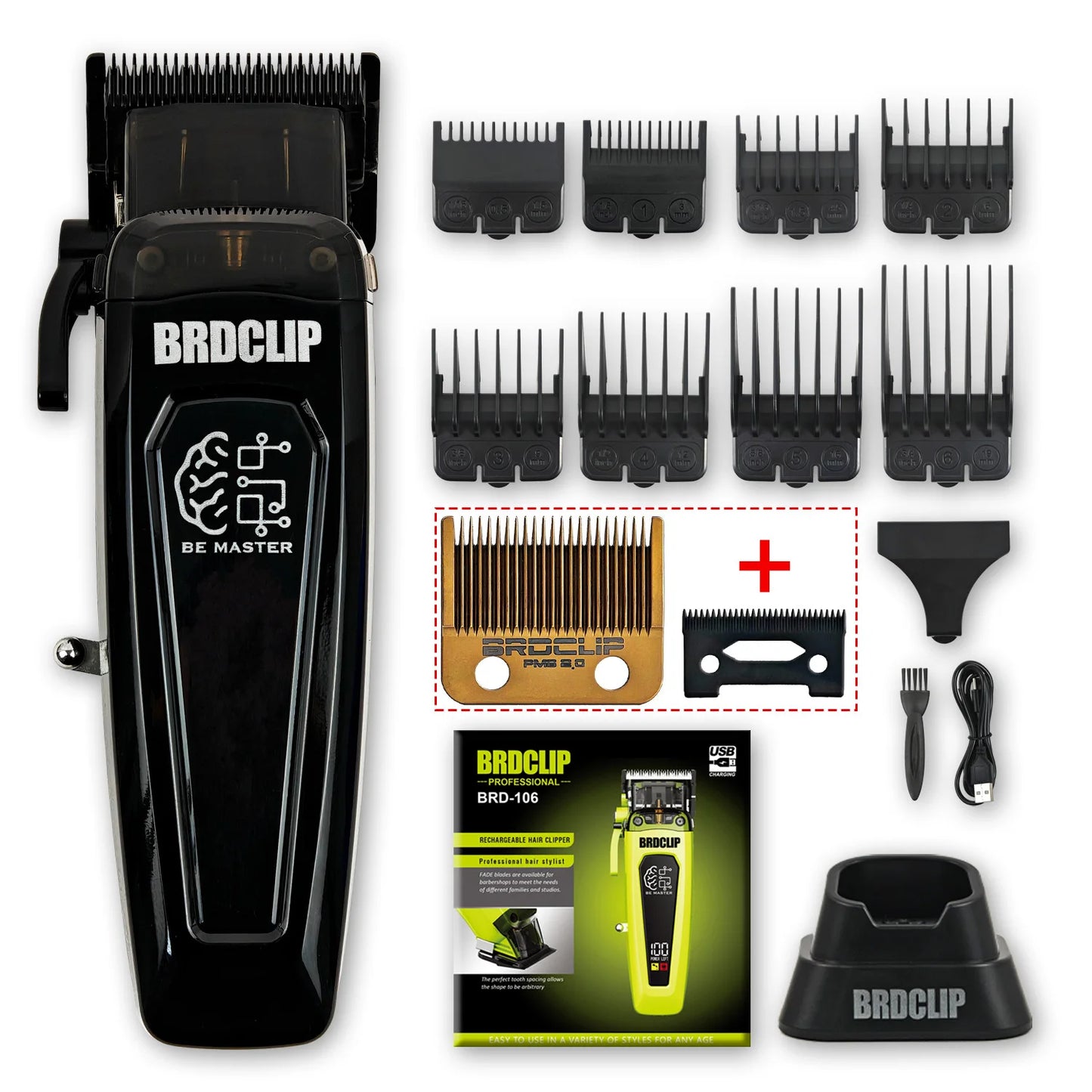 Barber Shop Set BRDCLIP 106 617 8008 Professional Electric Hair Clipper Hair Trimmer for Man Electric Shaver 3 Net DLC Blade