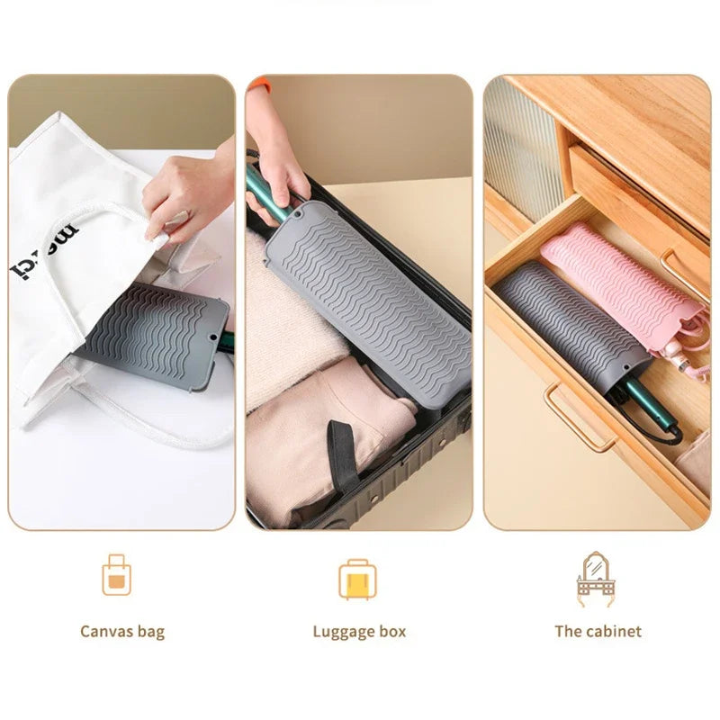 Silicone Heat Resistant Mat Pouch Heat Resistant Curler Hair Styling Tool Hair Straightener Pad Non-Slip Flat Curling Iron Mat