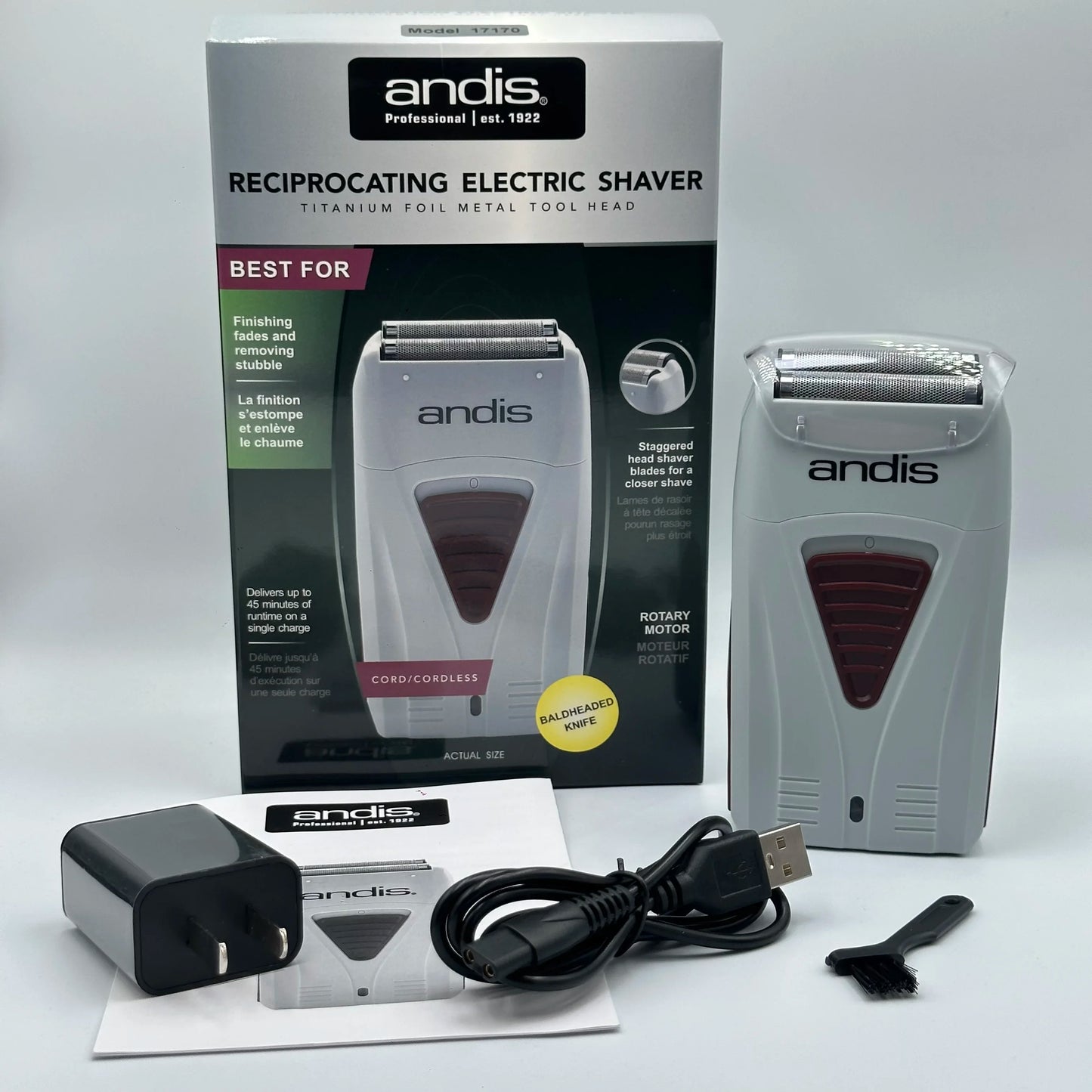 Original Andis 17170 Foil Lithium Titanium Shaver Smooth Shaving Cordless Shaver With Charger  For Men Razor Bald Hair Clipper