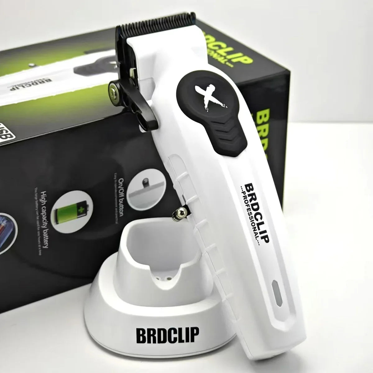 BRDCLIP X Series FA1C White Gradient 8800RPM Professional Hair Clipper Equipped with Charging Dock Suitable for Men's Hair Salon