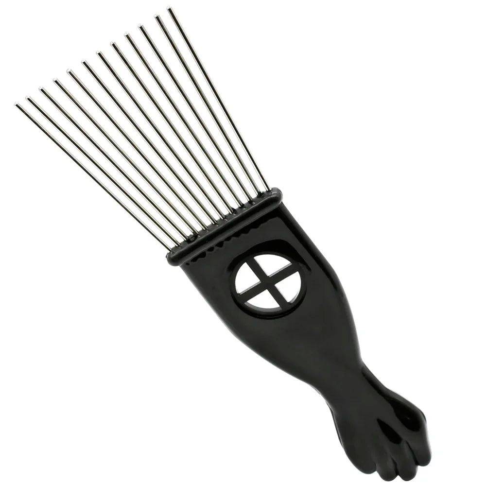1 Piece Afro Fork Comb Stainless Steel Wide Teeth Hairdressing Brush Metal Pins Pick Hair Styling Tools Insert Curly Hair Comb