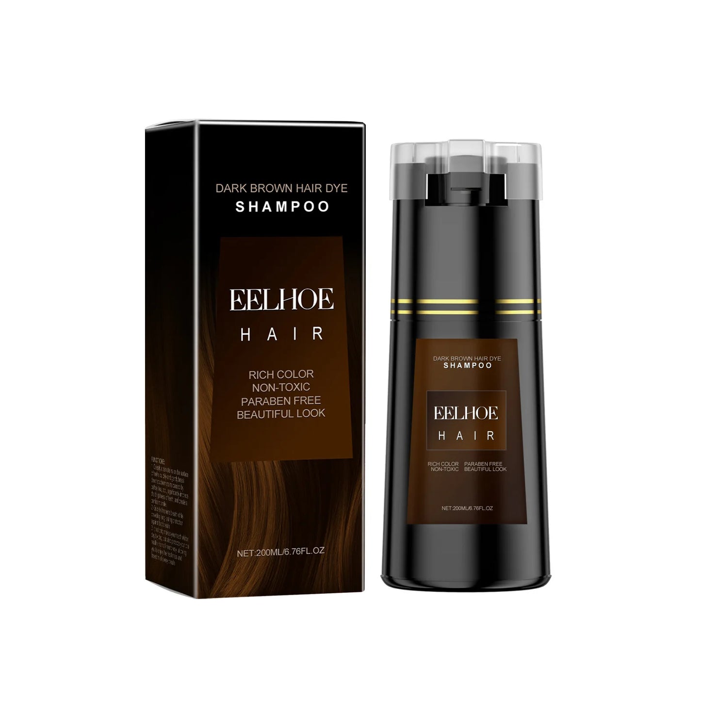 EELHOE Ginseng Extract Shampoo Color Hair Dye Moisturize Dry Hair Strengthening and Growth Black Sesame Darkening Hair Shampoo