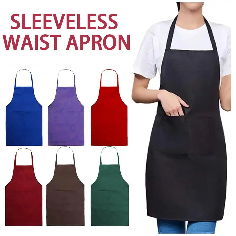 Adjustable Apron Unisex Waterproof Dust-proof Hairdresser Apron Color Dirt-resistant Solid Sleeveless S H7K2