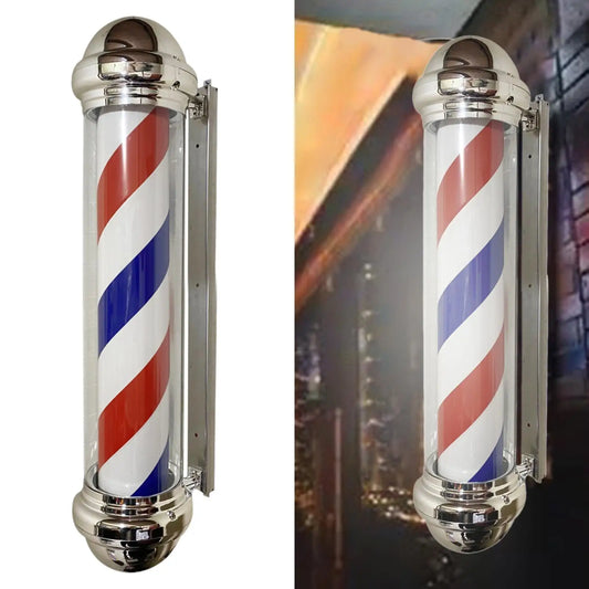 Barber Pole Light Rotating Hair Salon Shop Sign Light Stripes Vintage Style Save Mount LED Lamp for Entrance Street