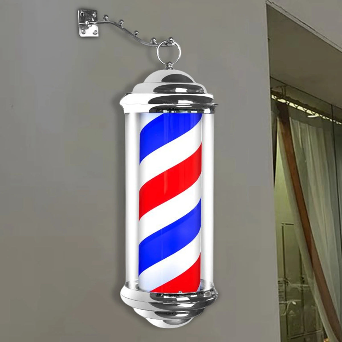 Barber Shop Sign Open Lighting Hair Salon Save Energy Rainproof Light Wall Mounted Rotating Pole LED Light For Outdoor Barber