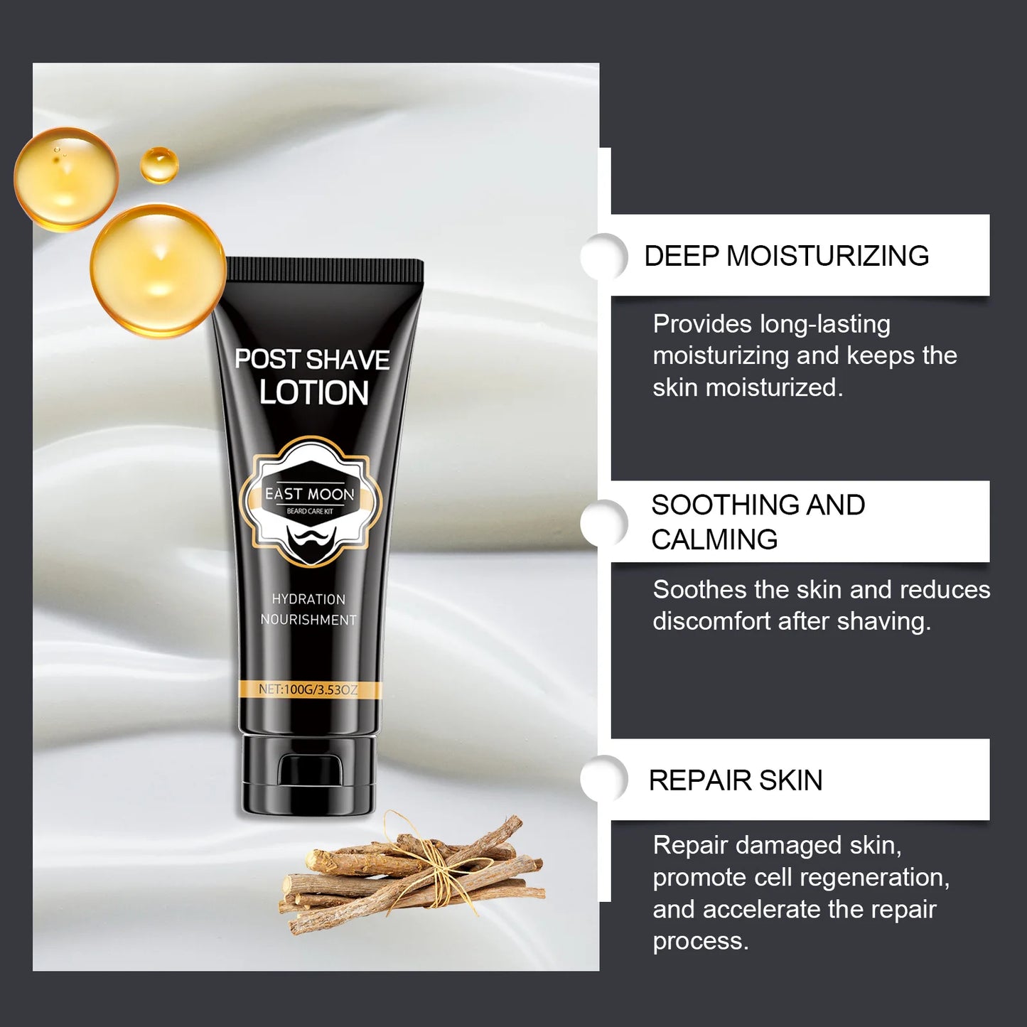 Hyaluronic Aftershave Lotion Improve Smooth Deep Moisturizing Repair Damaged Keep Hydrate Strengthen Roots Beard Skin Care Cream