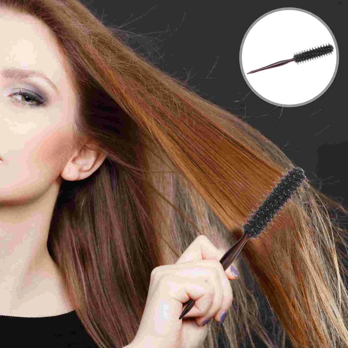 Bangs Comb Wooden Handle Hair Styling Round Brush Pointed Tail Hairbrush Bristles Hairdressing Tool Blow Dryer