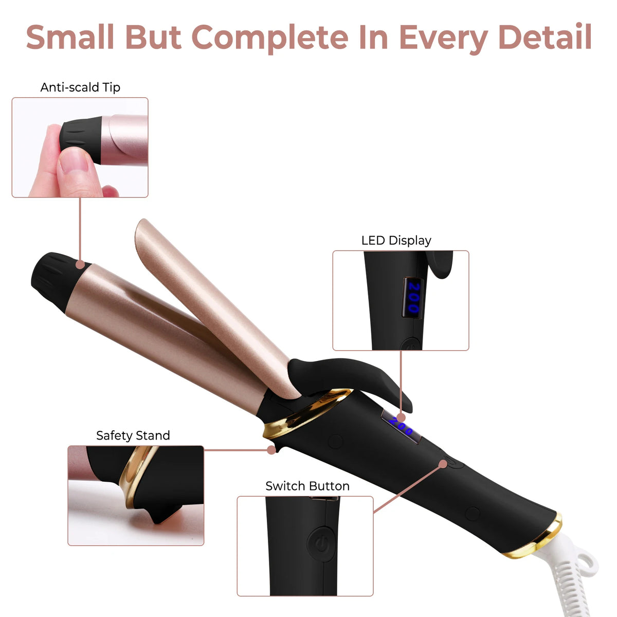 Mini Curling Iron Ceramic Hair Curler 25mm Small Curling Wand Portable Travel Hair Waver Iron Styling Tools for Short Hair