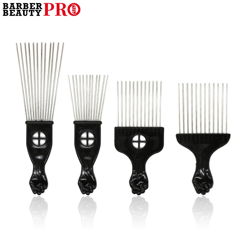 1 Piece Afro Fork Comb Stainless Steel Wide Teeth Hairdressing Brush Metal Pins Pick Hair Styling Tools Insert Curly Hair Comb