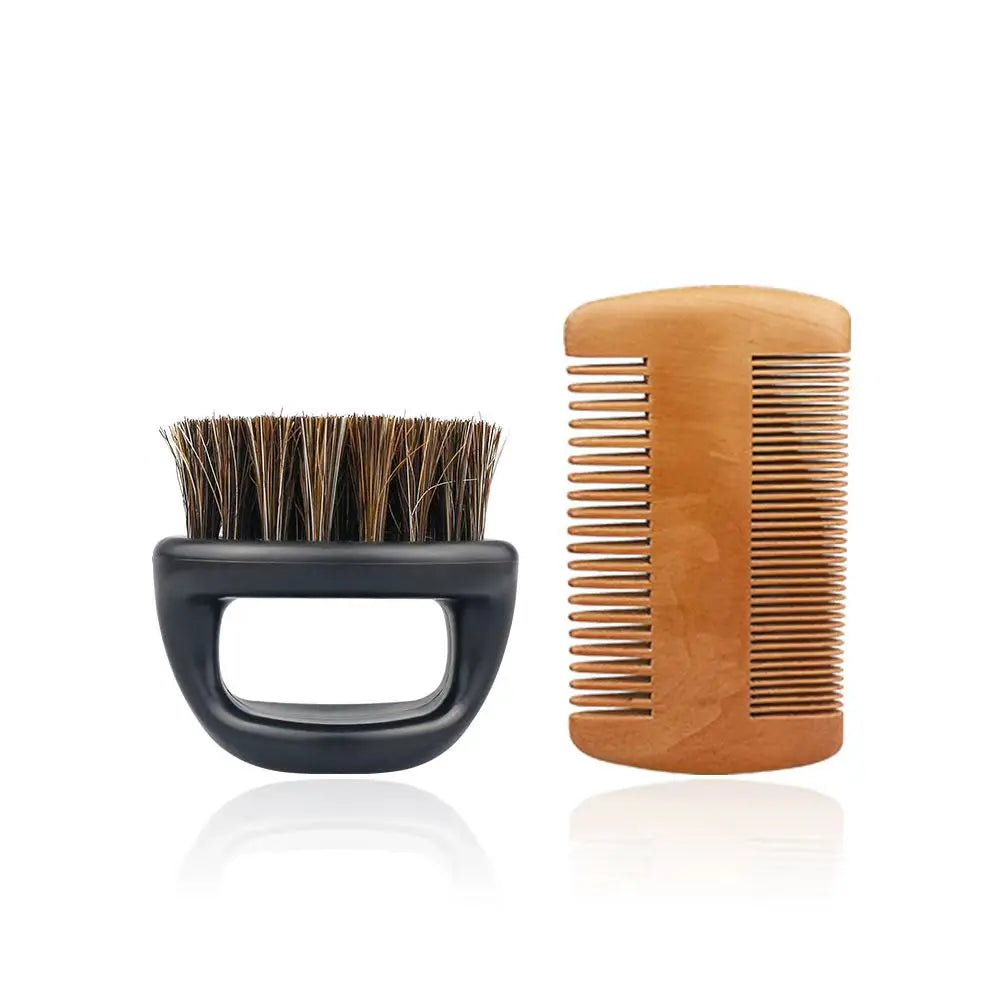 Professional Barber Men Shaving Brush Comb Kits Wood Soft Boar Bristle Beard Brush Mustache Comb Kit With Gift Bag Hair Comb Set