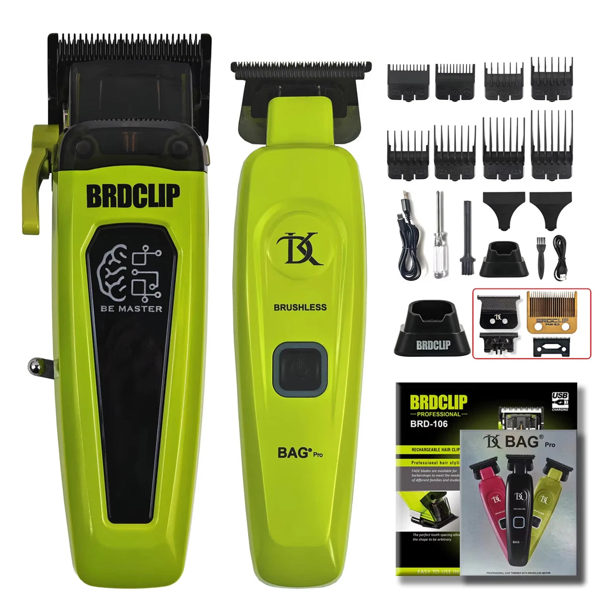 BRDCLIP Professional Barber Hair Cutting Machine Kit Base Charger 7500RPM Hair Clipper DLC Blade Salon Hair Trimmer for Men