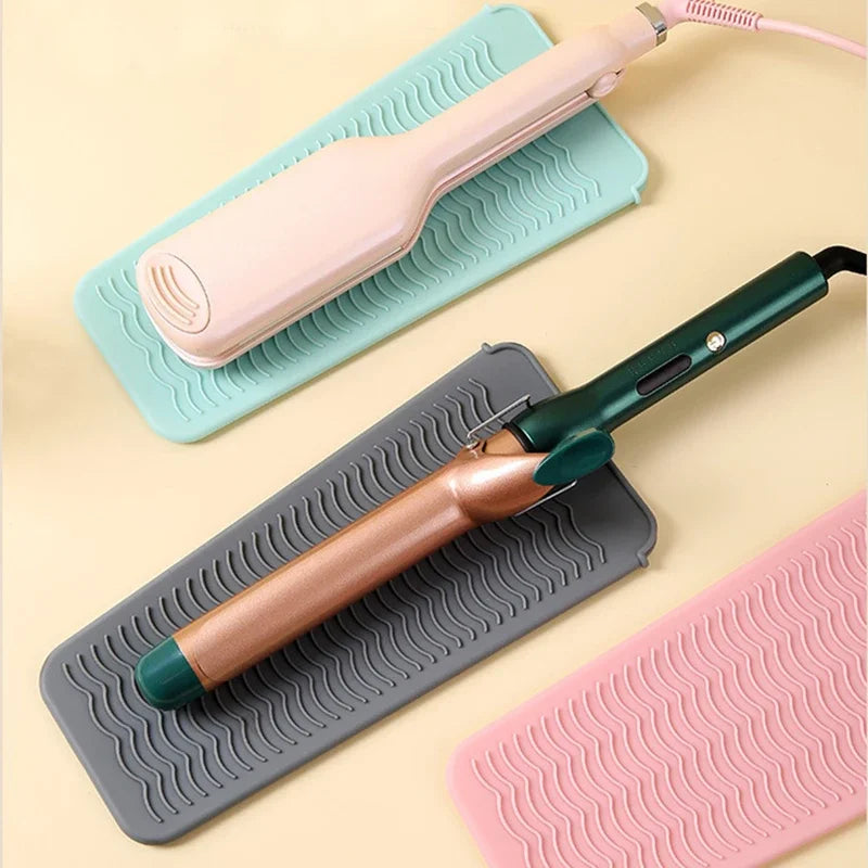 Silicone Heat Resistant Mat Pouch Heat Resistant Curler Hair Styling Tool Hair Straightener Pad Non-Slip Flat Curling Iron Mat