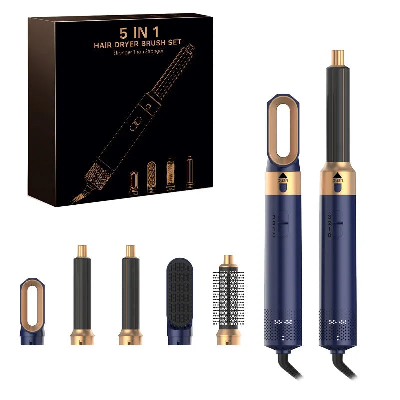 5 In 1 Hair Dryer Comb Set Professional Hot Air Styler For Hair Curling Straightening And Volumizing At Home