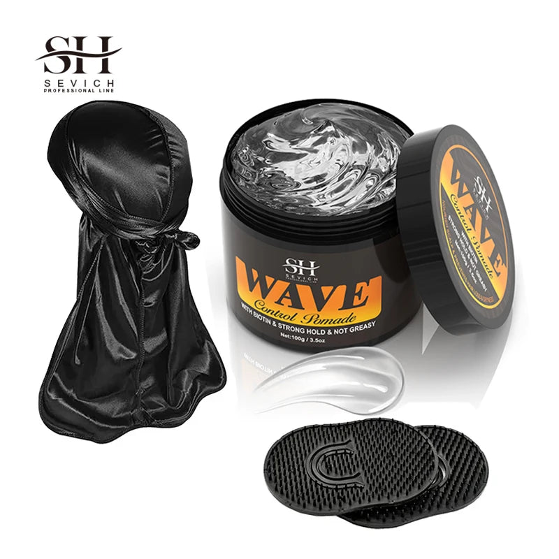 360 Wavy Frizz Control Gel Strong Hold Nourishing Scalp Wave Cream Natural Anti-Hair Loss Clay Hair Pomade for African Black Men