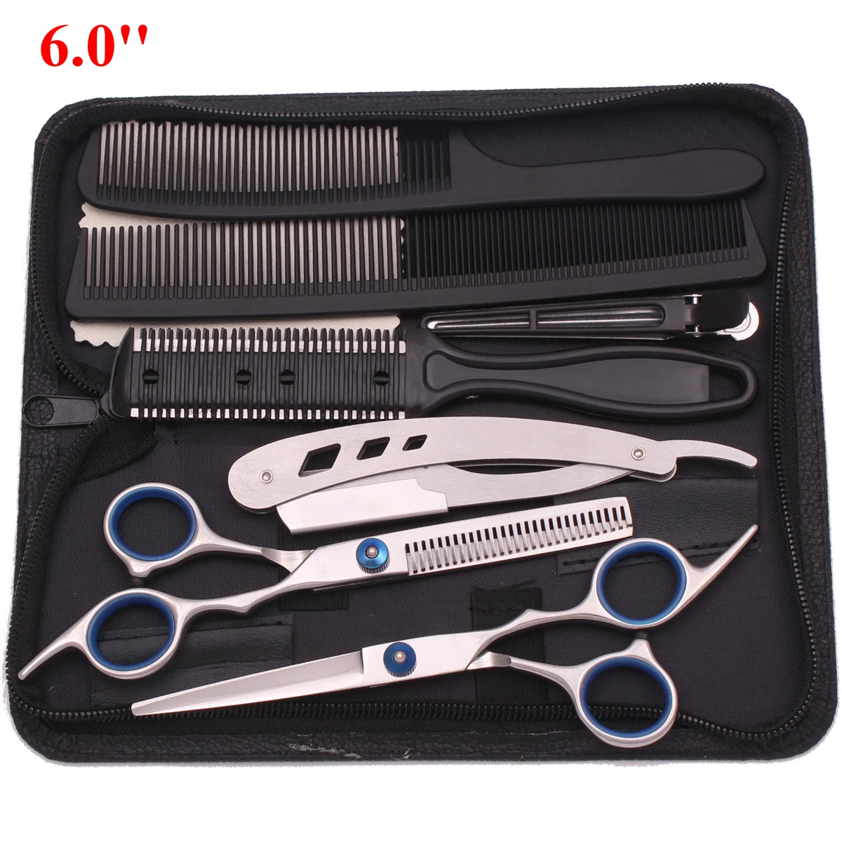 6'' Professional Hair Scissors Thinning Cutting Shears Hairdressing Comb Razor Set Salon Barber & Home Japan Steel