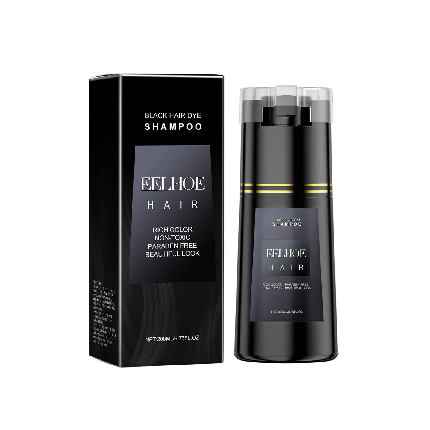 EELHOE Ginseng Extract Shampoo Color Hair Dye Moisturize Dry Hair Strengthening and Growth Black Sesame Darkening Hair Shampoo