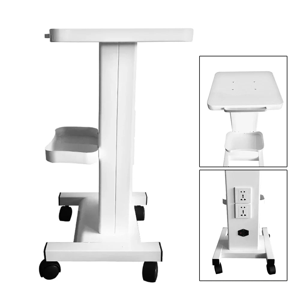 White Salon Trolley With Socket Stand Rolling Cart Beauty Wheel Holder Spa Cart Beauty Machine Spa Tool 45kg