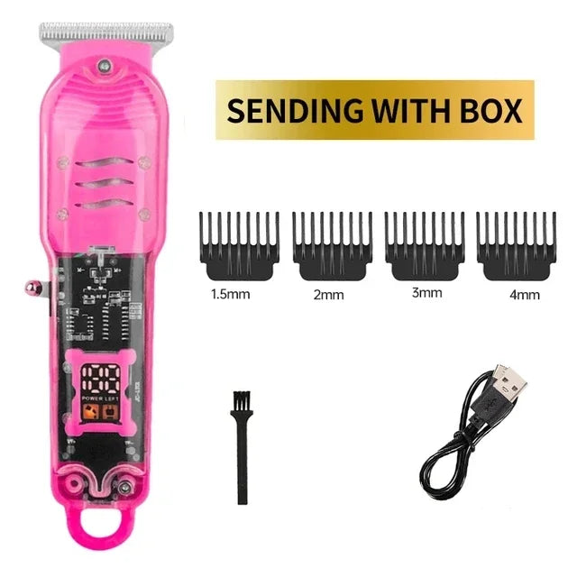 Professional Hair Clippers Rechargeable Hair Clipper Transparent Electric Hair Trimmers For Men Cordless Hair Cut Machine