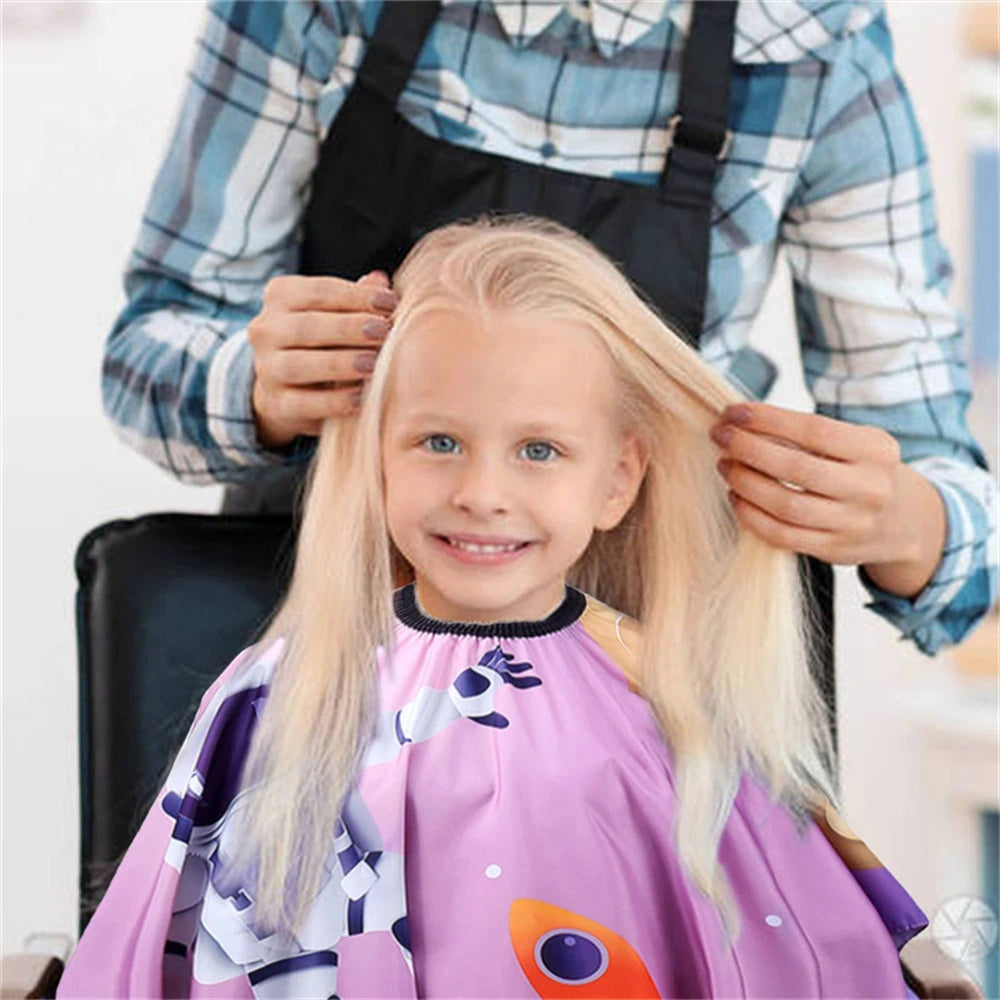 Kids Waterproof Hairdressing Cape Children Salon Hair Wrap Dyeing Haircutting Cartoon Cloth Styling Tools For Barber Shop