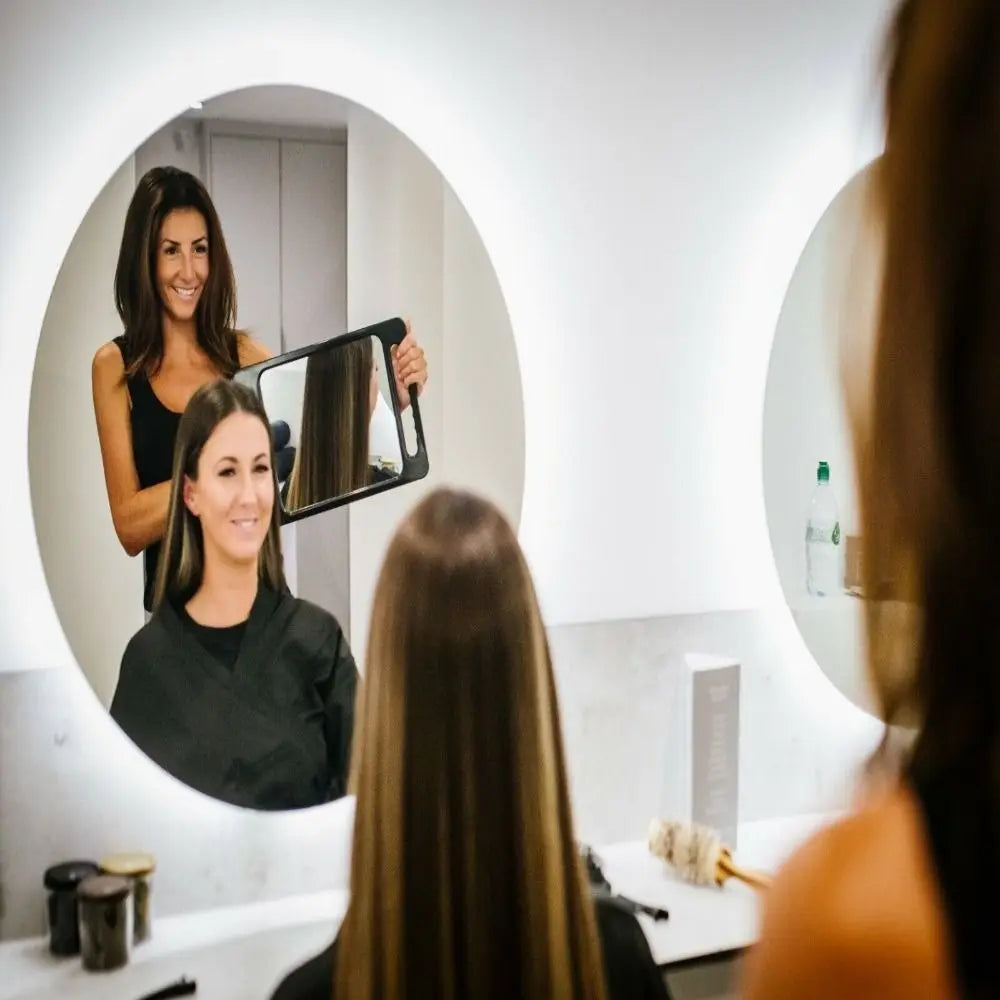 Hair Sponge Mirror Vanity Mirror Handheld Mirror Anti Fall 2-Hand Hang Up Back Makeup Mirror Square Mirror Hairdressing Salon