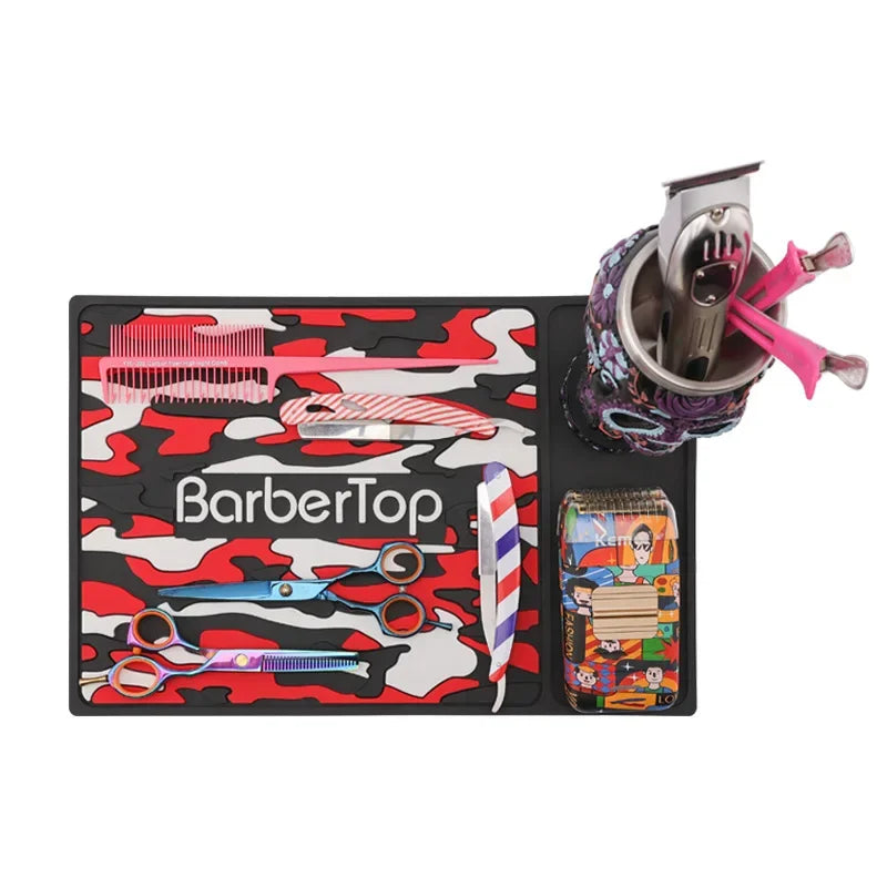 Barbertop Anti-skid Pad Salon Non-slip Scissores Mat Silicone Heat Barber Station Tools Barbershop Accessories