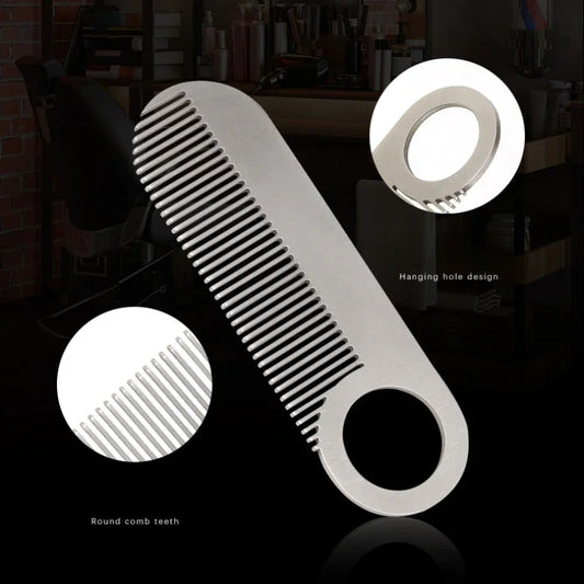 Stainless Steel Men's Beard Comb Portable Mini Oil Head Comb for Barber Mustache Care Shaping Tools Pocket Size Silver Hair Comb