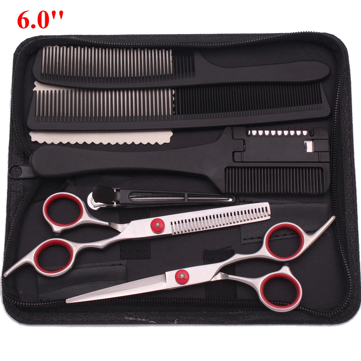 6'' Professional Hair Scissors Thinning Cutting Shears Hairdressing Comb Razor Set Salon Barber & Home Japan Steel