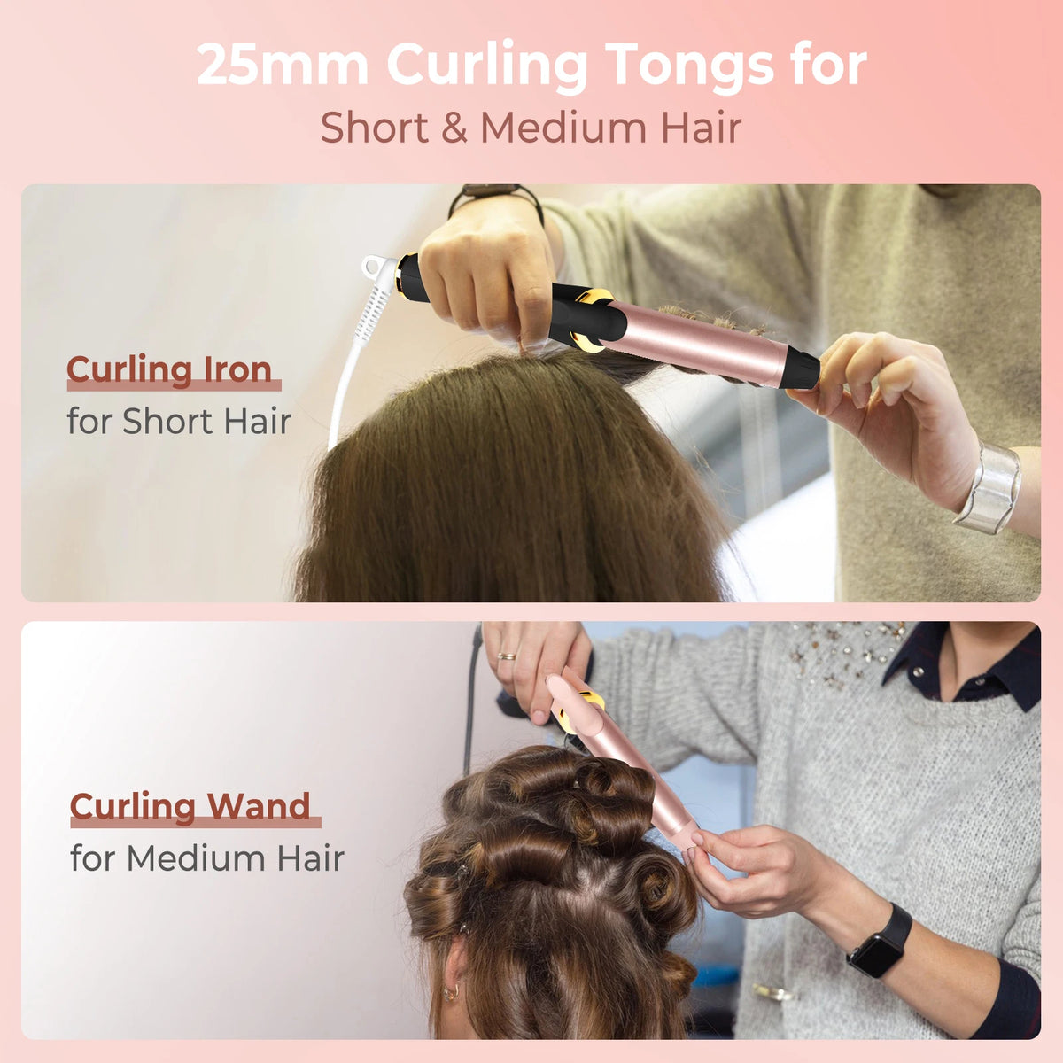 Mini Curling Iron Ceramic Hair Curler 25mm Small Curling Wand Portable Travel Hair Waver Iron Styling Tools for Short Hair