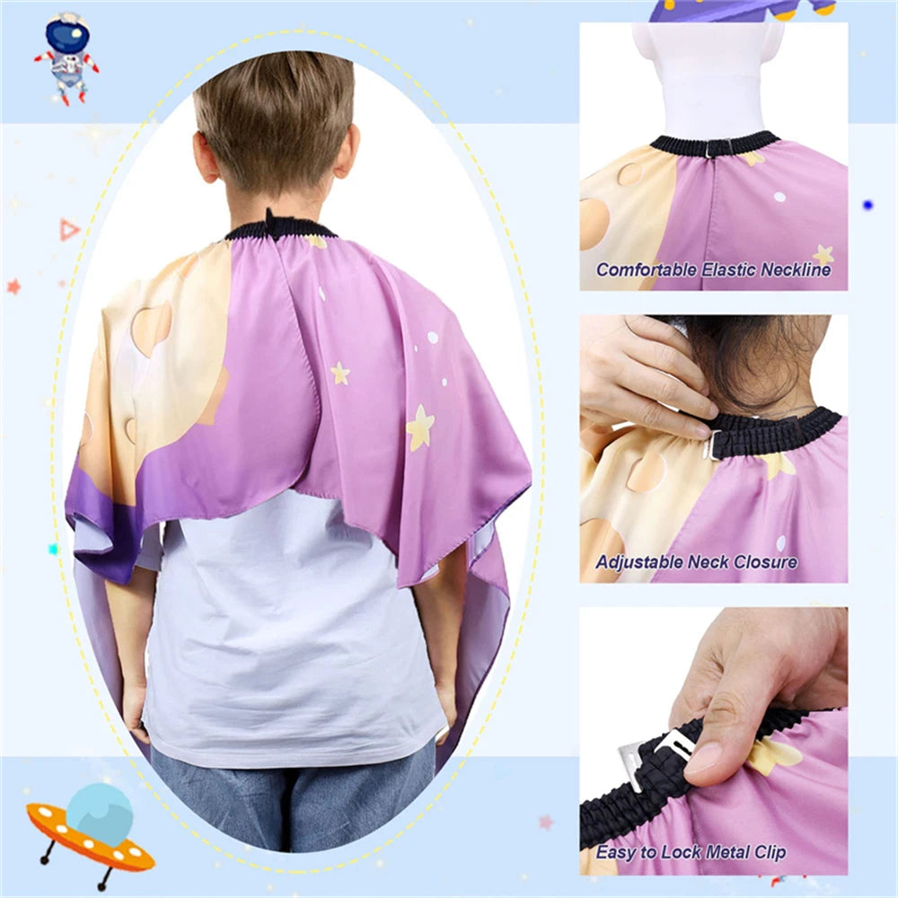 Kids Waterproof Hairdressing Cape Children Salon Hair Wrap Dyeing Haircutting Cartoon Cloth Styling Tools For Barber Shop
