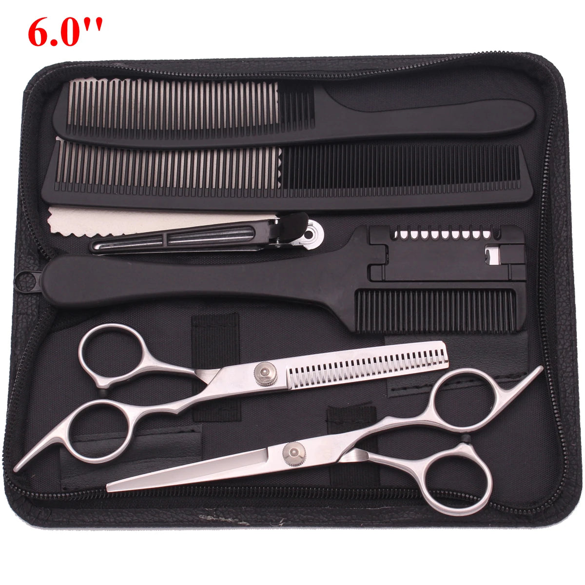 6'' Professional Hair Scissors Thinning Cutting Shears Hairdressing Comb Razor Set Salon Barber & Home Japan Steel
