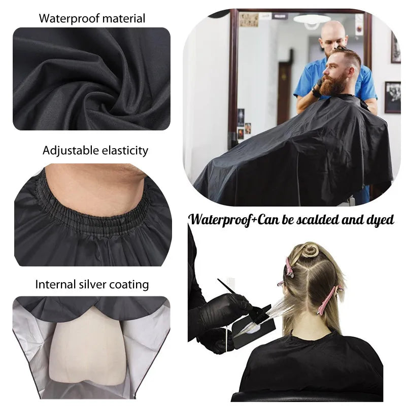 Custom Logo Hairdresser Barber Cape 3Pcs Black Waterproof Professional Hairstyle Cape Lighweight Home Sale Use Hair Cutting Cape