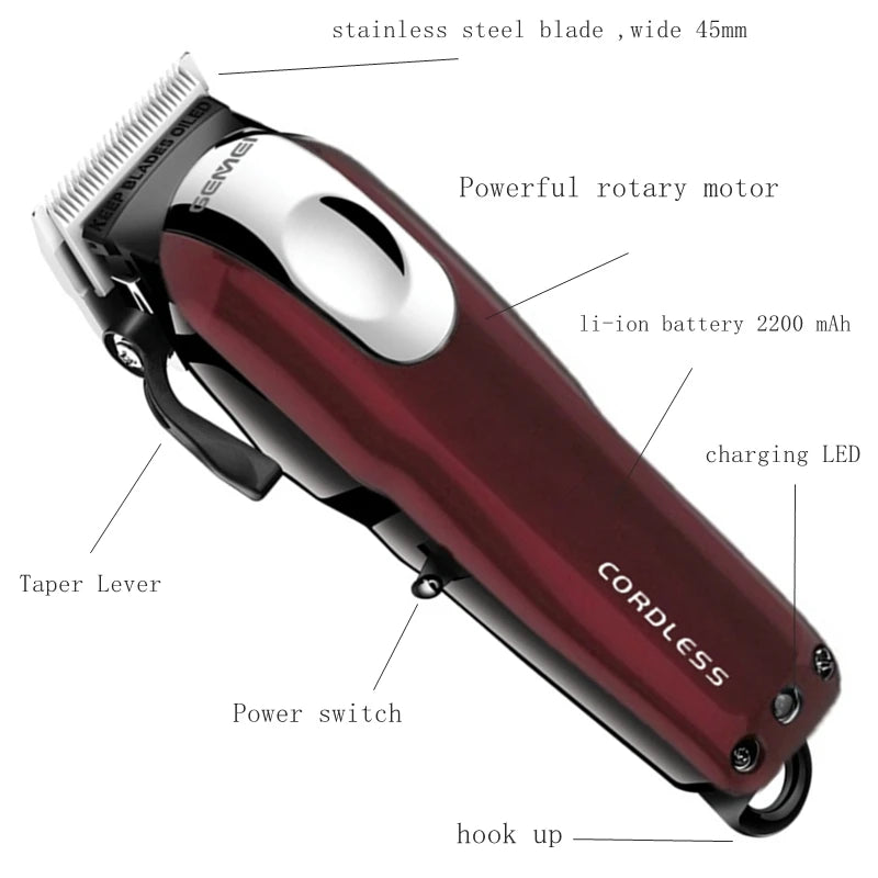 Original GEEMY Professional cordless hair clipper rechargeable beard & hair trimmer for men electric haircut magic blade