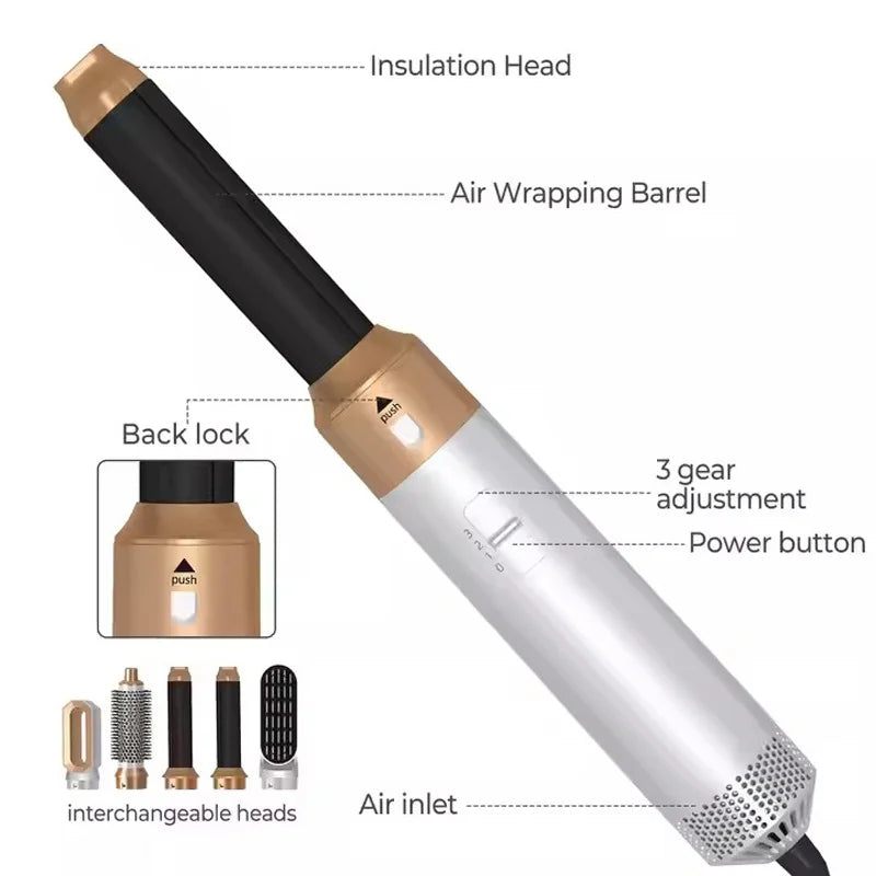 Professional Air Hair Styler 5 In 1 Hair Dryer  Hair Curling Straightening Hair Drying 1000W Hot Air Brushes