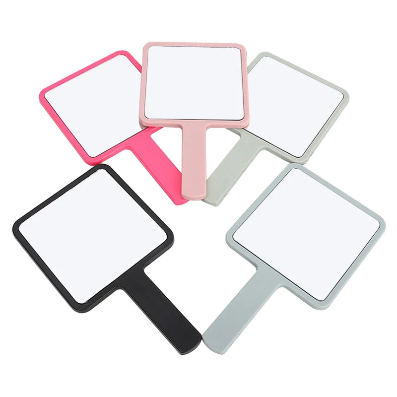 1PC Square Handheld Makeup Vanity Mirror with Handle Hand Mirror SPA Salon Compact Mirrors Eyelash Extension