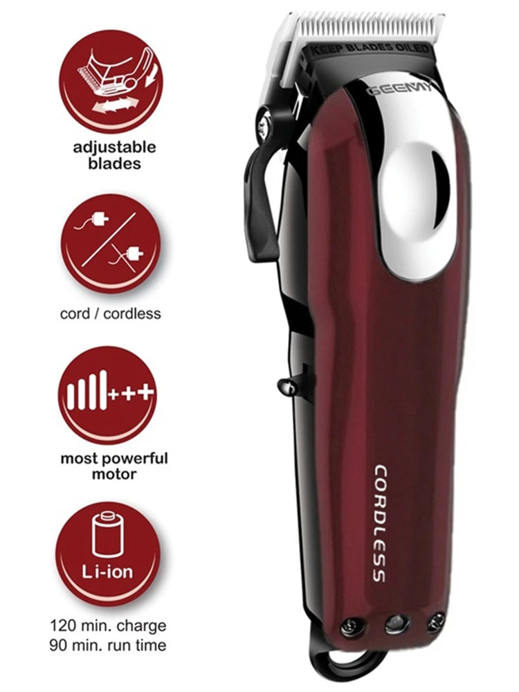 Original GEEMY Professional cordless hair clipper rechargeable beard & hair trimmer for men electric haircut magic blade